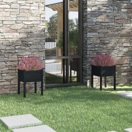 DONICE OGRODOWE 2 SZT. CZARNE 50X50X70CM DREWNO SOSNOWE