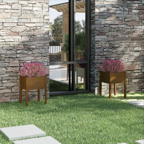 DONICE OGRODOWE 2 SZT. MIODOWY BRĄZ 50X50X70CM SOSNOWE