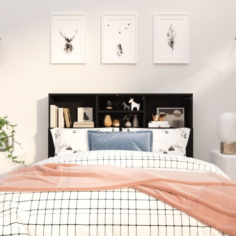 WEZGŁOWIE ŁÓŻKA Z PÓŁKAMI CZARNE 120X19X1035CM