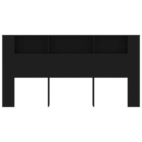 WEZGŁOWIE ŁÓŻKA Z PÓŁKAMI CZARNE 200X185X1045CM