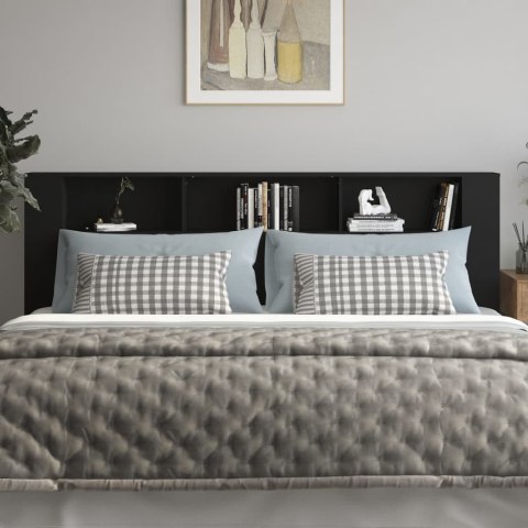 WEZGŁOWIE ŁÓŻKA Z PÓŁKAMI CZARNE 220X185X1045CM