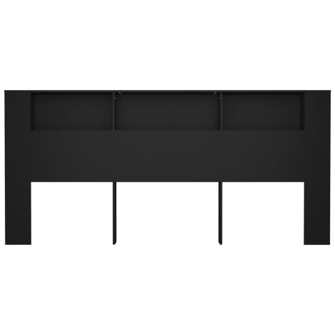 WEZGŁOWIE ŁÓŻKA Z PÓŁKAMI CZARNE 220X185X1045CM