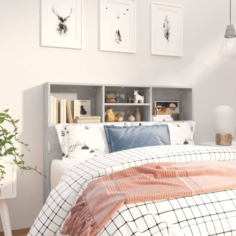 WEZGŁOWIE ŁÓŻKA Z PÓŁKAMI SZAROŚĆ BETONU 120X19X1035CM