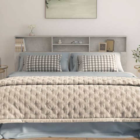 WEZGŁOWIE ŁÓŻKA Z PÓŁKAMI SZAROŚĆ BETONU 200X19X1035CM