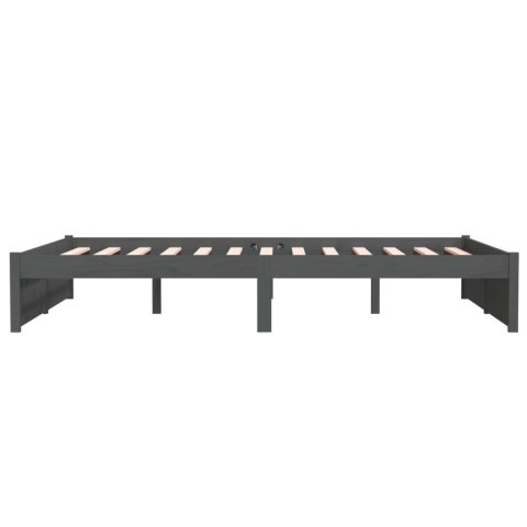 RAMA ŁÓŻKA SZARA DREWNO 135X190CM PODWÓJNA