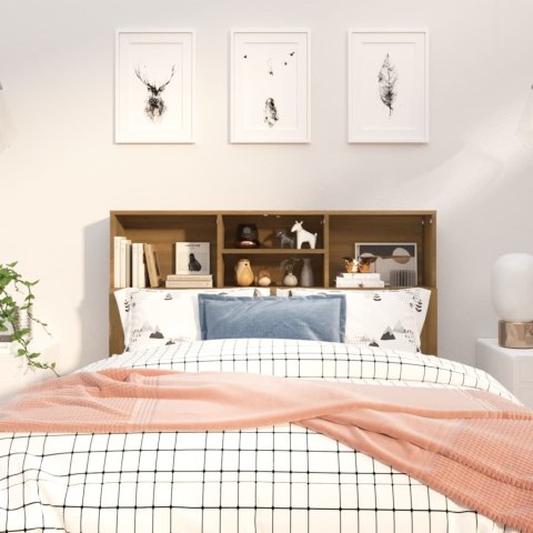 WEZGŁOWIE ŁÓŻKA Z PÓŁKAMI 120X19X1035CM BRĄZOWY DĄB