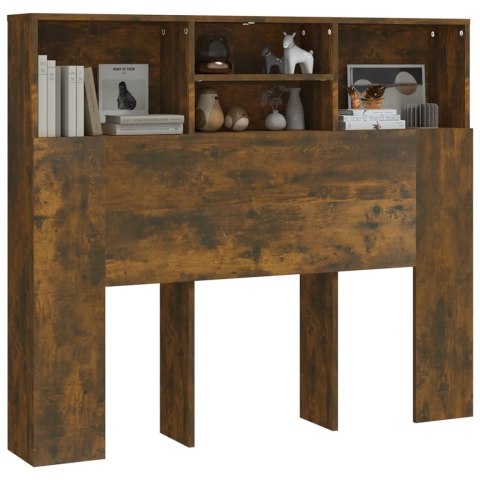 WEZGŁOWIE ŁÓŻKA Z PÓŁKAMI 120X19X1035CM PRZYDYMIONY DĄB