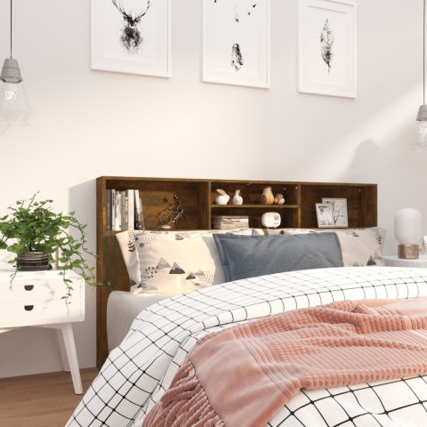 WEZGŁOWIE ŁÓŻKA Z PÓŁKAMI 180X19X1035CM PRZYDYMIONY DĄB