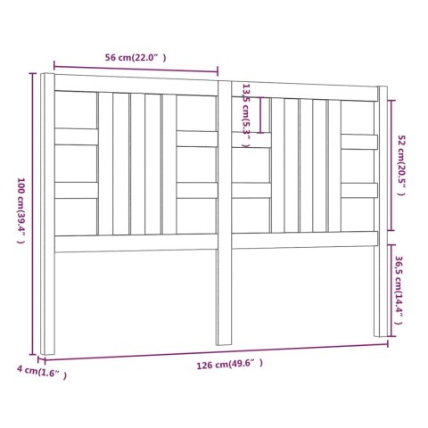 WEZGŁOWIE ŁÓŻKA SZARE 126X4X100CM DREWNO SOSNOWE