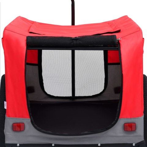 PRZYCZEPKA DLA ZWIERZĄT DO ROWERU I BIEGANIA CZERWONO-SZARA