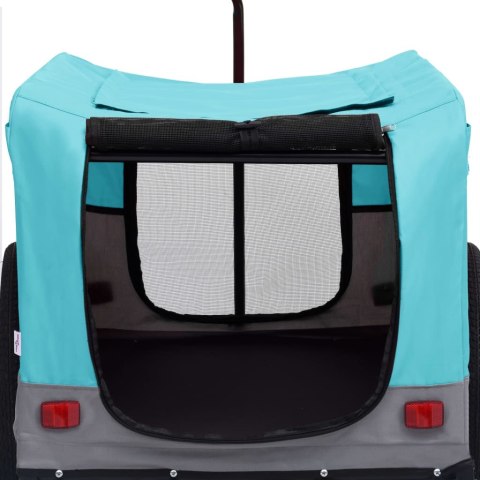 PRZYCZEPKA ROWEROWA 2-W-1 DLA ZWIERZĄT I DO BIEGANIA NIEBIESK-SZARA