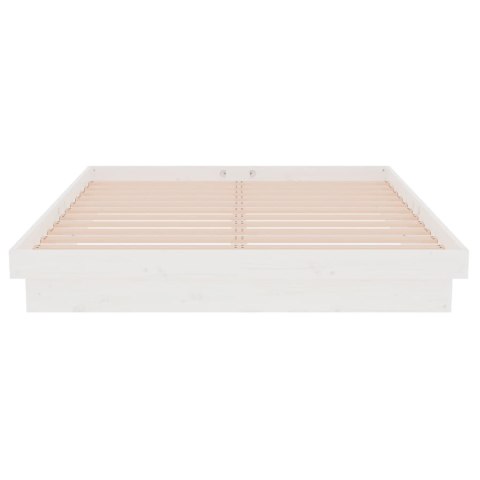 RAMA ŁÓŻKA BIAŁA DREWNO 135X190CM PODWÓJNA