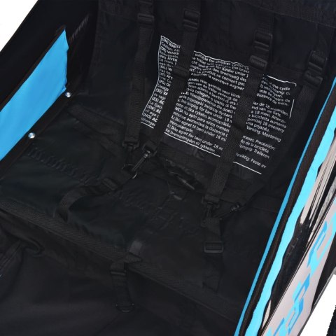 ROWEROWA PRZYCZEPKA DLA DZIECI SZARA I NIEBIESKA 30KG