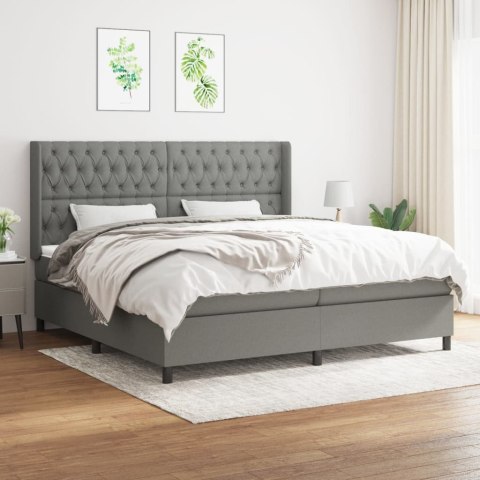 ŁÓŻKO KONTYNENTALNE Z MATERACEM 200X200CM CIEMNOSZARA TKANINA