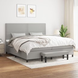 ŁÓŻKO KONTYNENTALNE Z MATERACEM 200X200CM JASNOSZARE TKANINA