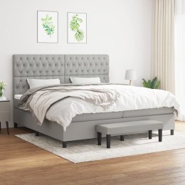 ŁÓŻKO KONTYNENTALNE Z MATERACEM 200X200CM JASNOSZARE TKANINA