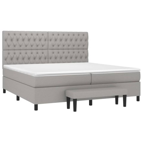 ŁÓŻKO KONTYNENTALNE Z MATERACEM 200X200CM JASNOSZARE TKANINA