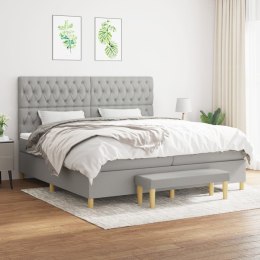 ŁÓŻKO KONTYNENTALNE Z MATERACEM 200X200CM JASNOSZARE TKANINA