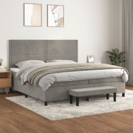 ŁÓŻKO KONTYNENTALNE Z MATERACEM 200X200CM JASNOSZARE AKSAMIT