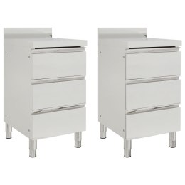 SZAFKI GASTRONOMICZNE Z 3 SZUFLADAMI 2 SZT STAL NIERDZEWNA