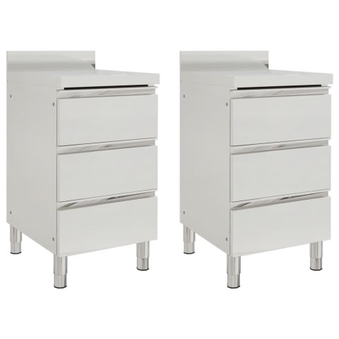 SZAFKI GASTRONOMICZNE Z 3 SZUFLADAMI 2 SZT STAL NIERDZEWNA