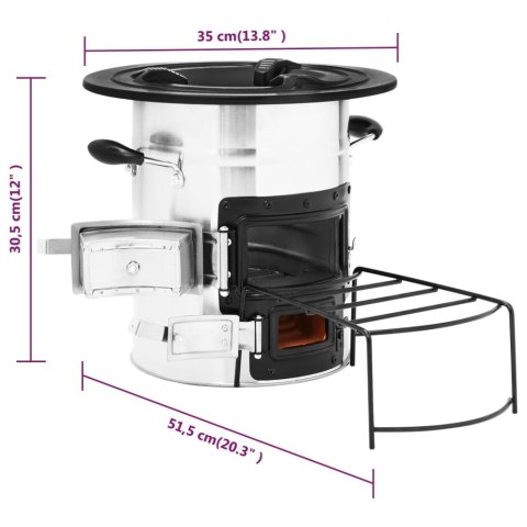 PIECYK KEMPINGOWY NA DREWNO 515X35X30,5CM STAL NIERDZEWNA