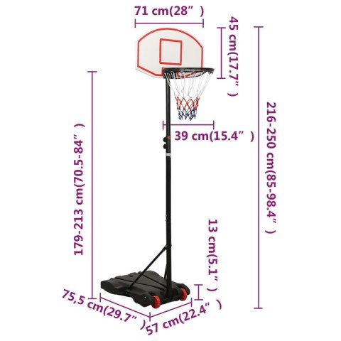 STOJAK DO KOSZYKÓWKI BIAŁY 216-250CM POLIETYLEN