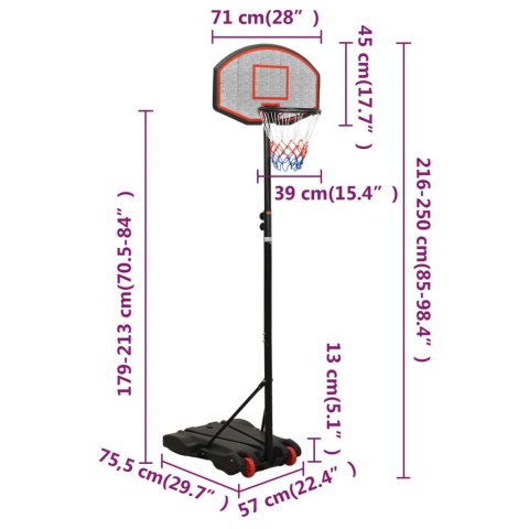 STOJAK DO KOSZYKÓWKI CZARNY 216-250CM POLIETYLEN