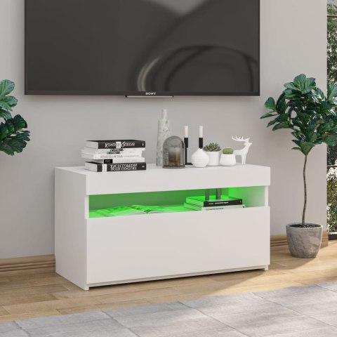 SZAFKA POD TV Z OŚWIETLENIEM LED BIAŁA 75X35X40CM
