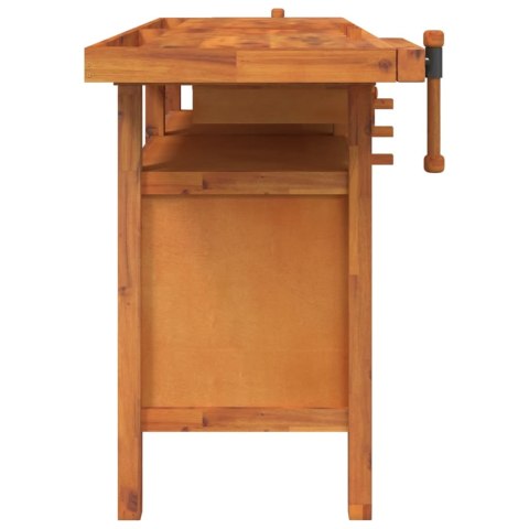 STOLIK ROBOCZY Z SZUFLADAMI I IMADŁAMI 162X62X83CM AKACJOWY