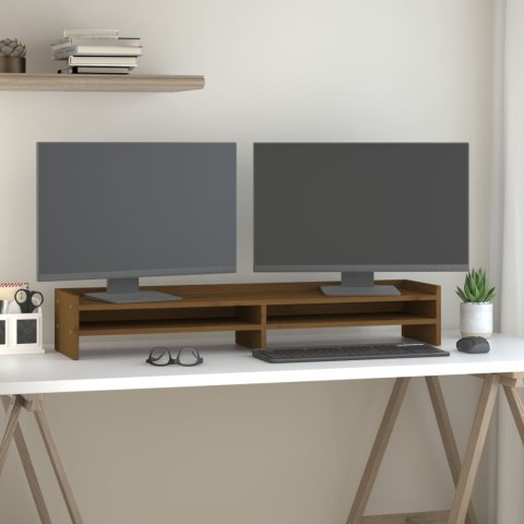 PODSTAWA PODSTAWKA PÓŁKA POD MONITOR MIODOWY BRĄZ PODWÓJNA