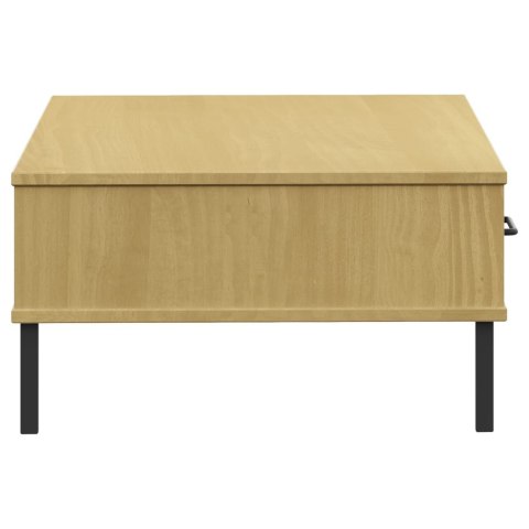 STOLIK KAWOWY OSLO METALOWE NÓŻKI BRĄZOWY DREWNO SOSNOWE