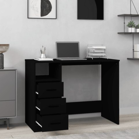 BIURKO Z SZUFLADAMI CZARNE 102X50X76CM