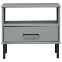 STOLIK NOCNY OSLO SZARY DREWNO SOSNOWE METALOWE NÓŻKI
