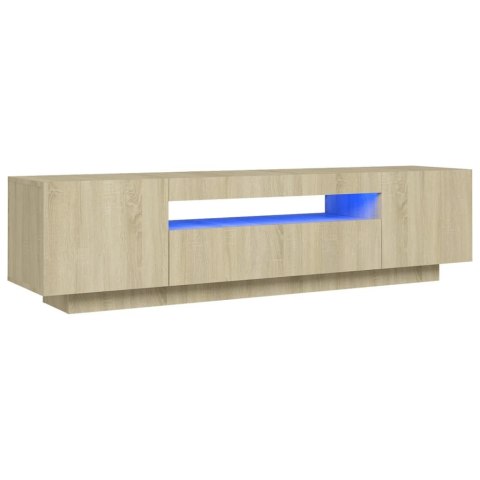 SZAFKA TV Z OŚWIETLENIEM LED KOLOR DĄB SONOMA 160X35X40CM