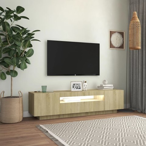 SZAFKA TV Z OŚWIETLENIEM LED KOLOR DĄB SONOMA 160X35X40CM