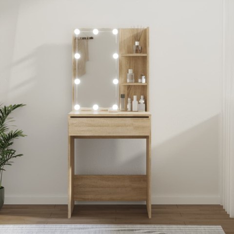 TOALETKA Z OŚWIETLENIEM LED DĄB SONOMA 60X40X140CM STOLIK KOSMETYCZNY