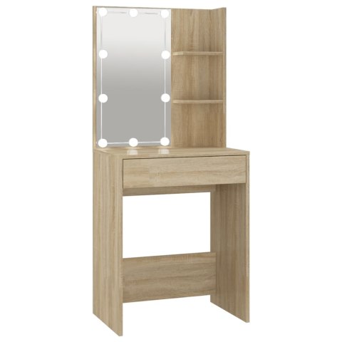 TOALETKA Z OŚWIETLENIEM LED DĄB SONOMA 60X40X140CM STOLIK KOSMETYCZNY