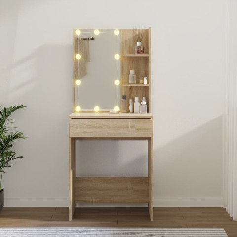 TOALETKA Z OŚWIETLENIEM LED DĄB SONOMA 60X40X140CM STOLIK KOSMETYCZNY