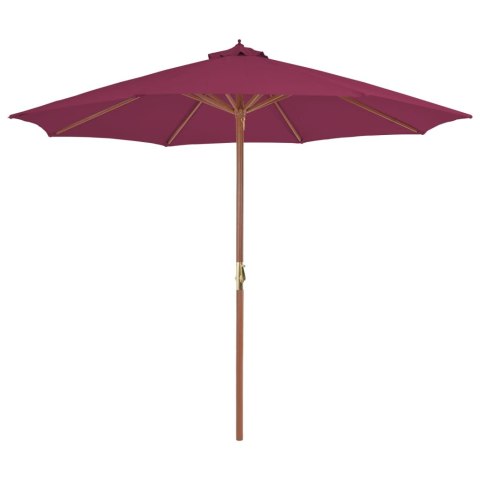 PARASOL OGRODOWY NA DREWNIANYM SŁUPKU 300CM BORDOWY