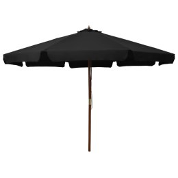 PARASOL OGRODOWY NA DREWNIANYM SŁUPKU 330CM CZARNY