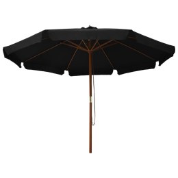 PARASOL OGRODOWY NA DREWNIANYM SŁUPKU 330CM CZARNY