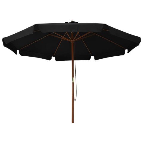 PARASOL OGRODOWY NA DREWNIANYM SŁUPKU 330CM CZARNY