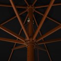 PARASOL OGRODOWY NA DREWNIANYM SŁUPKU 330CM CZARNY