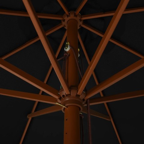 PARASOL OGRODOWY NA DREWNIANYM SŁUPKU 330CM CZARNY