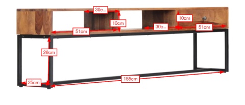 SZAFKA POD TV 160X30X45CM DREWNO SHEESHAM