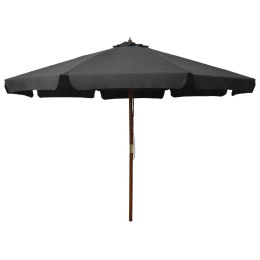 PARASOL OGRODOWY NA DREWNIANYM SŁUPKU 350CM ANTRACYTOWY