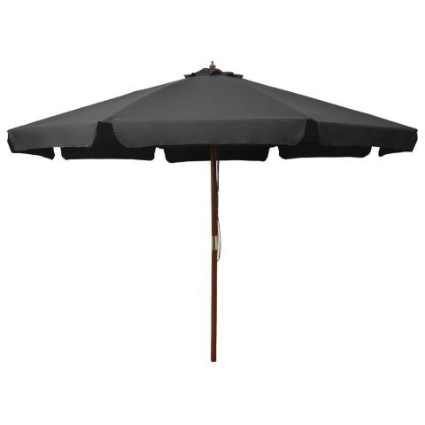 PARASOL OGRODOWY NA DREWNIANYM SŁUPKU 350CM ANTRACYTOWY