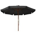 PARASOL OGRODOWY NA DREWNIANYM SŁUPKU 350CM ANTRACYTOWY