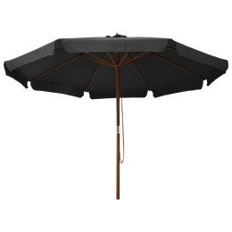 PARASOL OGRODOWY NA DREWNIANYM SŁUPKU 350CM ANTRACYTOWY